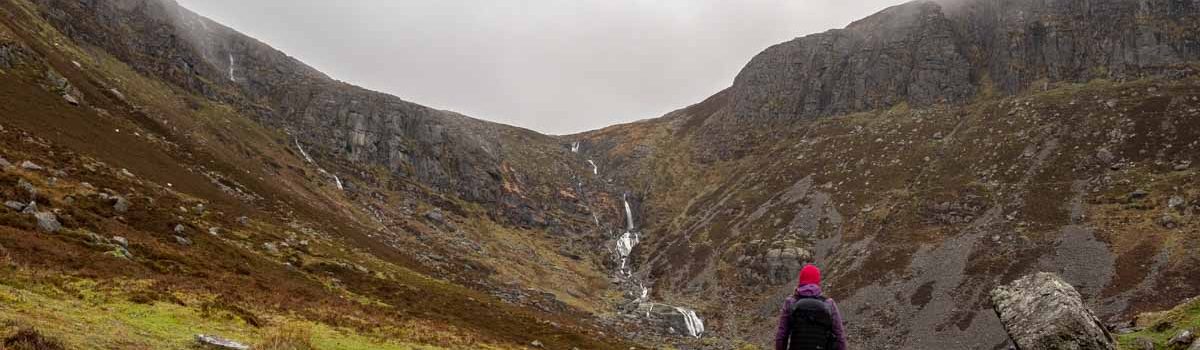 Walking along the trail towards the Mahon Falls. The cloudy sky makes for a very grey and moody landscape.